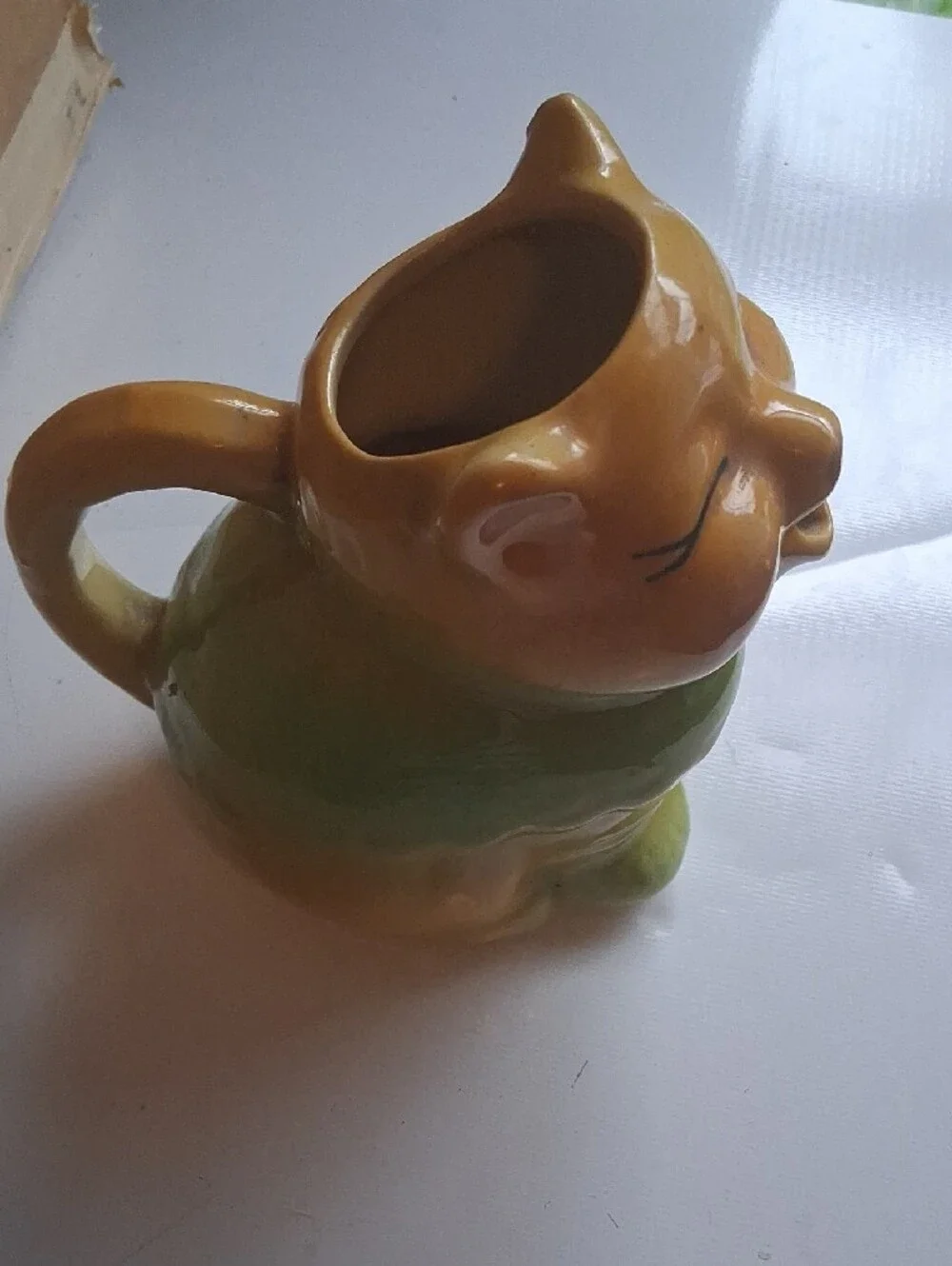Ceramic Yellow Cat Figurine Planter